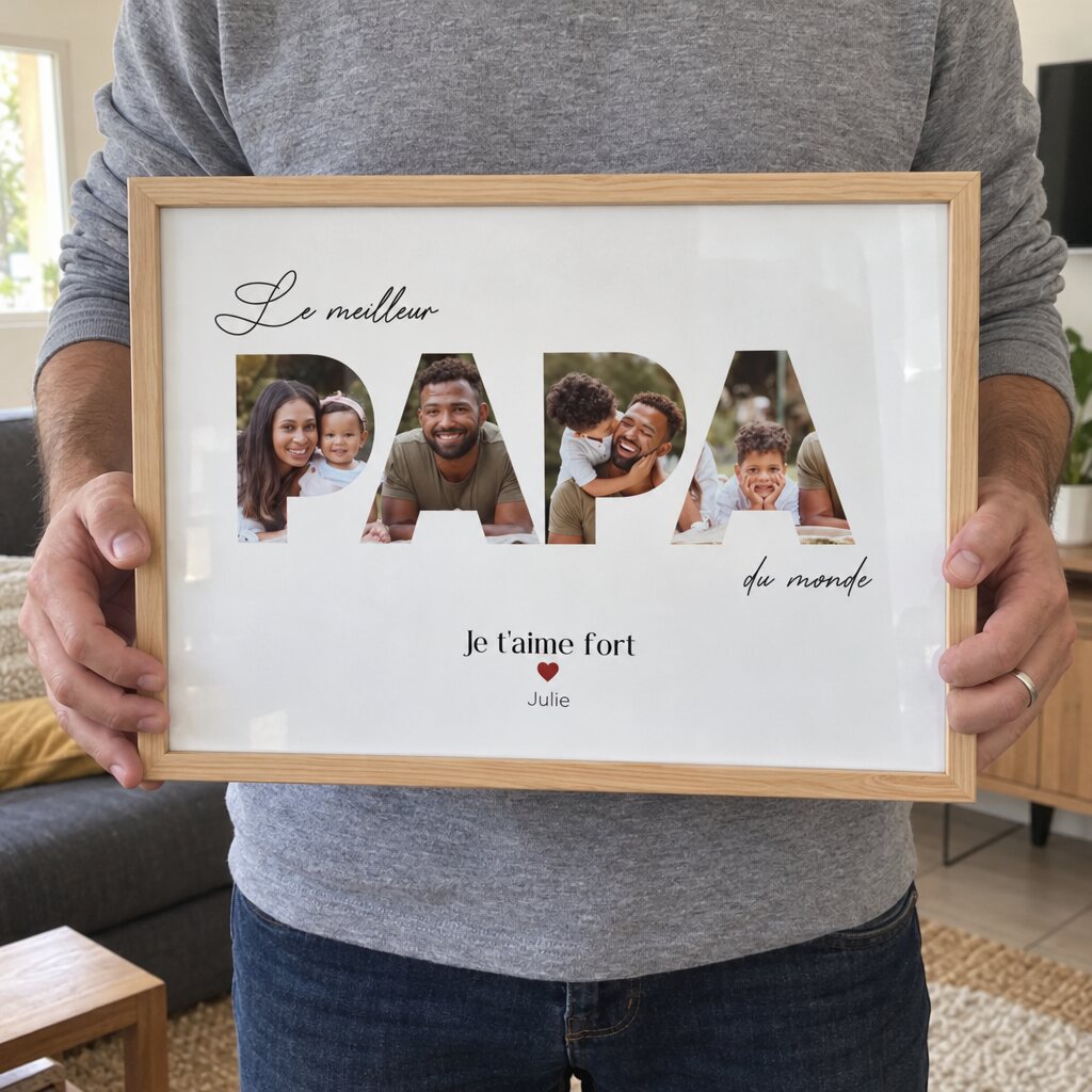 Cadre personnalisé « Le meilleur papa du monde » avec photos