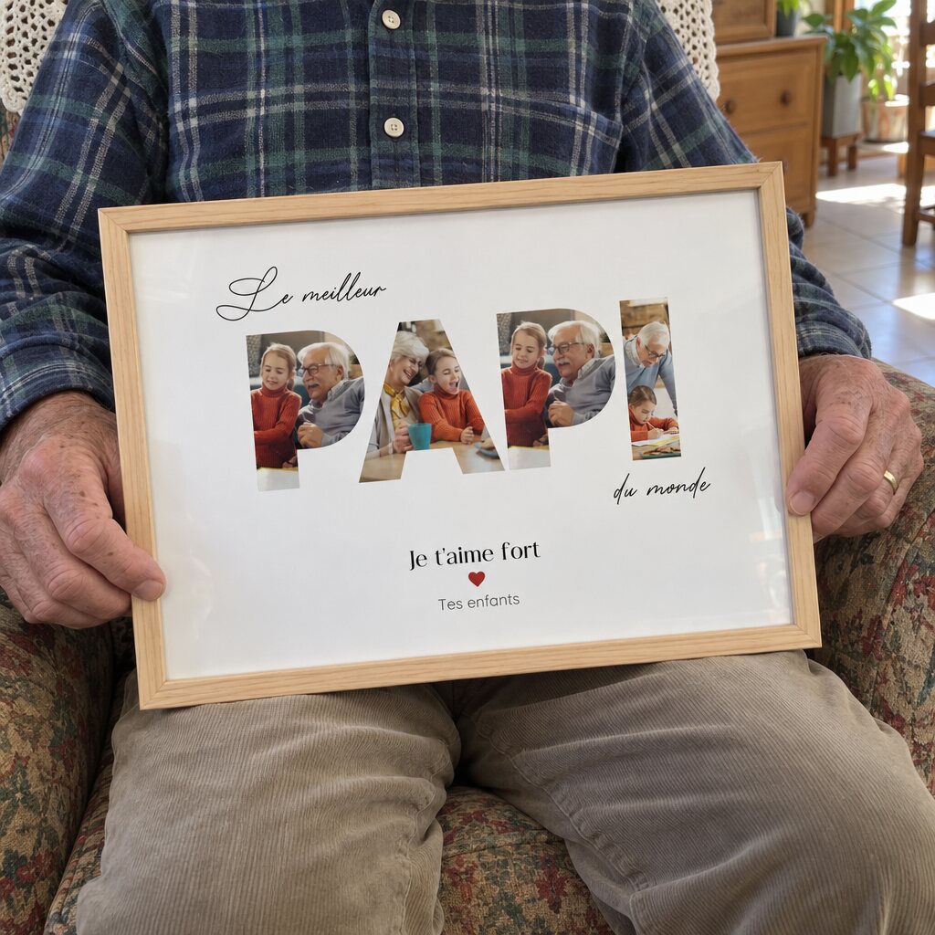 Cadre personnalisé « Le meilleur papi du monde » avec photos