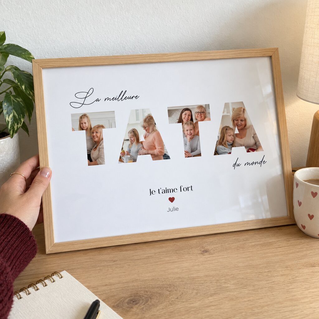 Cadre personnalisé « La meilleure tata du monde » avec photos